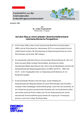 Auf dem Weg zu einem globalen Gewerkschaftsverband
