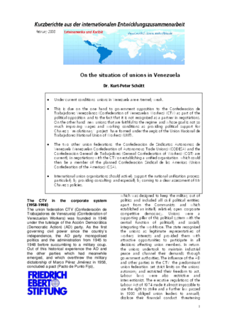 On the situation of unions in Venezuela