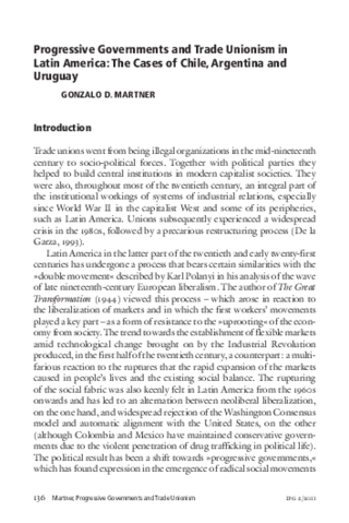 Progressive governments and trade unionism in Latin America